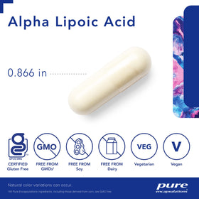 Bouteille de Pure Encapsulations Acide Alpha-Lipoïque avec étiquette détaillée