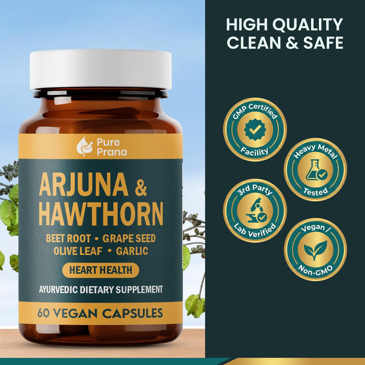 Bouteille de Pure Prana Complément Coeur avec étiquette