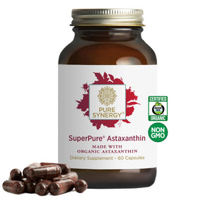 Bouteille de PURE SYNERGY Astaxanthin Bio 60 capsules vue de face
