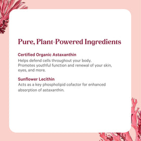 Bouteille de PURE SYNERGY Astaxanthin Bio sur un fond naturel