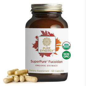 Bouteille de PURE SYNERGY SuperPure Extrait de Fucoïdane 60 capsules vue de face
