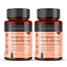 Bouteille de pureclinica Horny Goat Weed 750mg avec Maca, vue de face
