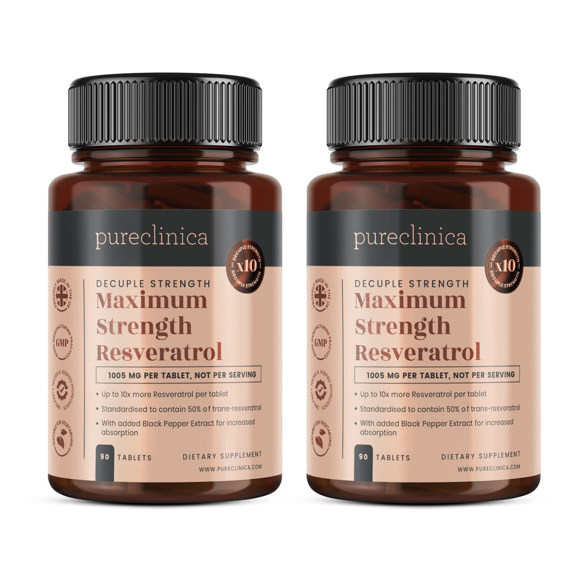 Bouteille de pureclinica Resvératrol 1000mg avec 180 comprimés