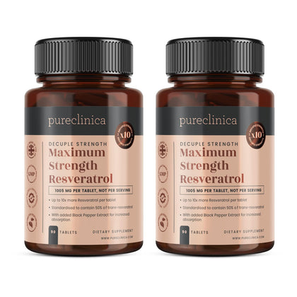 Bouteille de pureclinica Resvératrol 1000mg avec 180 comprimés