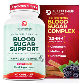 Bouteille de PurePremium Complément Alimentaire Soutien Glycémique 60 Capsules vue de face