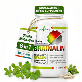 Bouteille de Puridian Compléments Cérébraux Ginkgo Biloba 50g vue avant