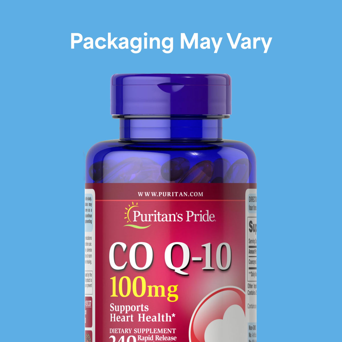 Bouteille de Puritan's Pride Coenzyme Q10 100mg avec étiquette