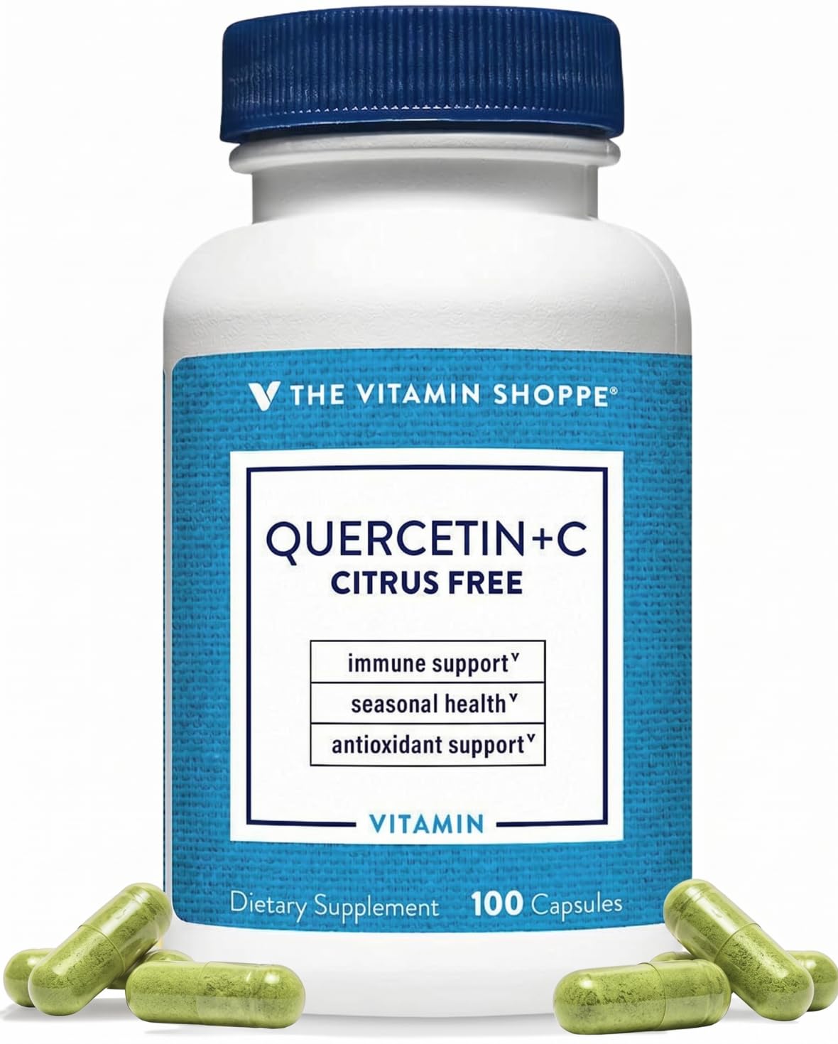 Bouteille de Quercetin + C sans agrumes de The Vitamin Shoppe, 100 capsules