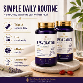 Bouteille de resvératrol WONDER FAMILY 500mg vue de côté