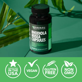 Bouteille de Rhodiola Rosea HAVASU NUTRITION avec capsules visibles