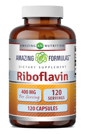 Bouteille de Riboflavine 400mg Amazing Nutrition vue de face