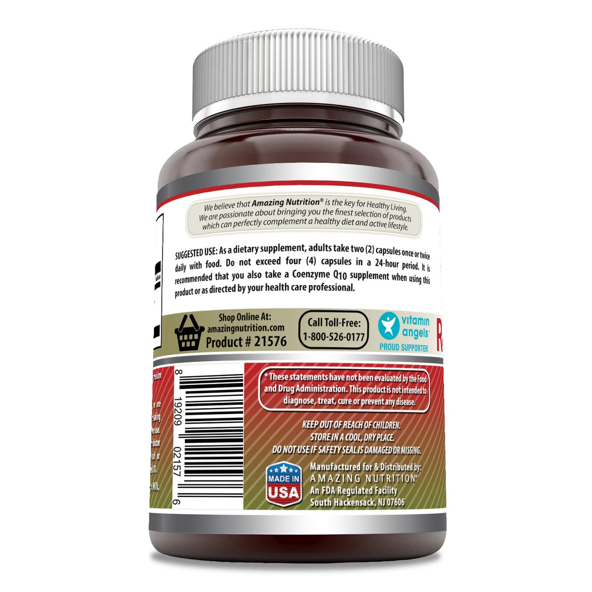 Bouteille de Riz Rouge Amazing Nutrition vue de côté