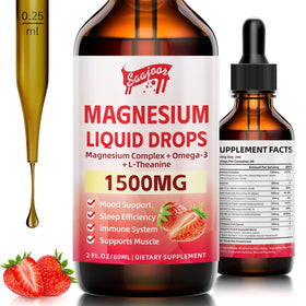Bouteille de Saajoor Gouttes de Magnésium Glycinate 1500mg, vue avant