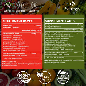 Bouteille de Santegra 2000 MG Fruits et Légumes avec étiquette