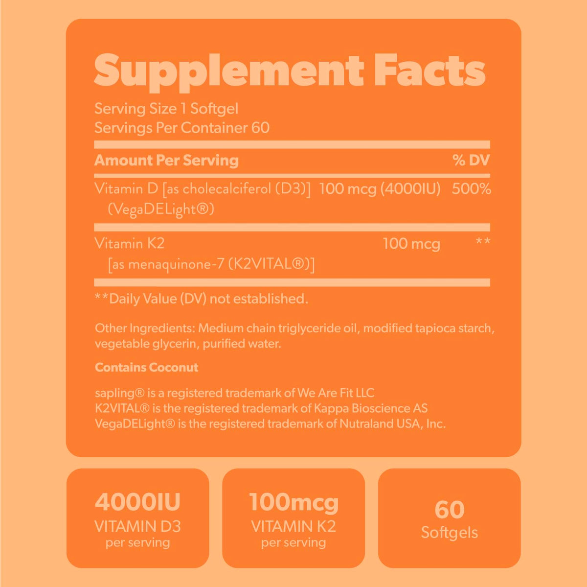 Bouteille de sapling Vitamine D3 + K2 avec arbres en arrière-plan