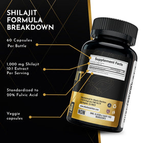 Bouteille de Shilajit Himalayen Atlantis Nutrition sur une table