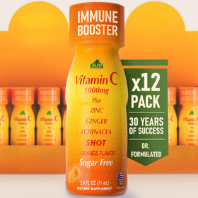 Bouteille de Shot de Vitamine C ALFA VITAMINS 1000mg avec étiquette orange