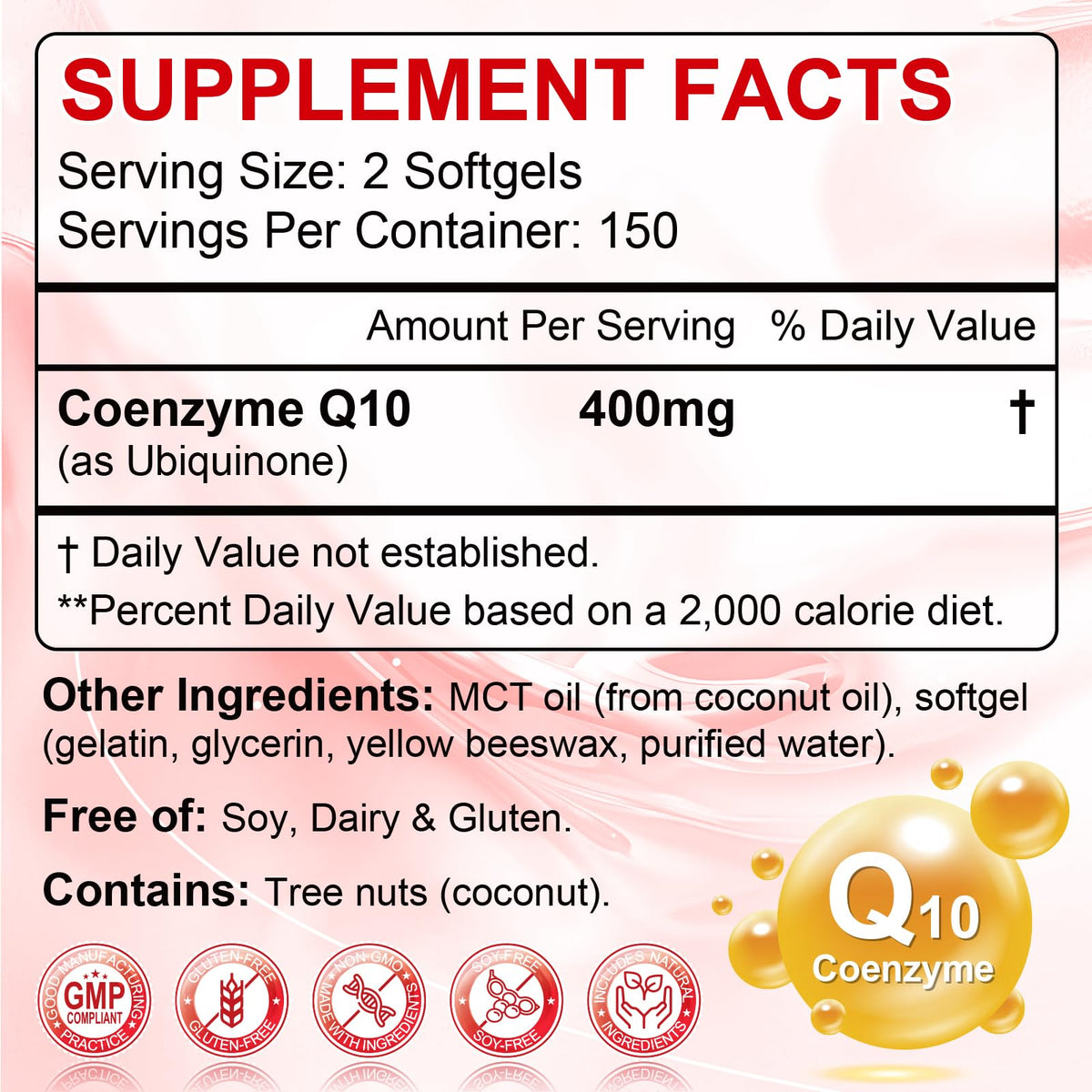 Bouteille de SIGNILIFE CoQ10 400mg avec 300 gélules, étiquette visible