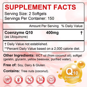 Bouteille de SIGNILIFE CoQ10 400mg avec 300 gélules, étiquette visible