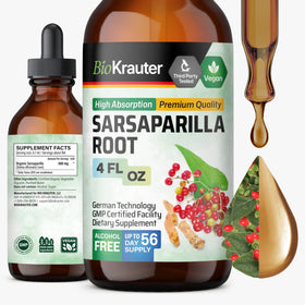 Bouteille de sirop de racine de sarsaparille BIO KRAUTER vue de face