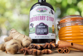 Bouteille de sirop de sureau bio Heartland avec des ingrédients naturels
