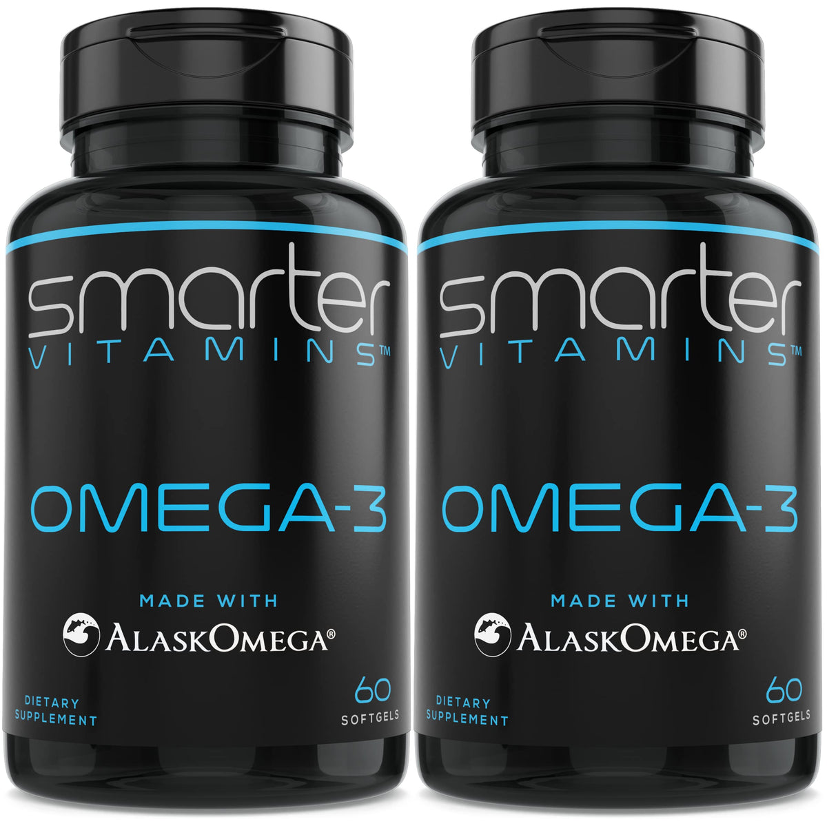 Bouteille de SmarterVitamins Omega-3 avec 120 gélules en vue de face