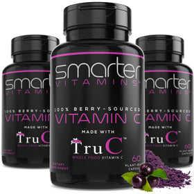 Bouteille de SmarterVitamins Vitamine C 180 capsules vue de face