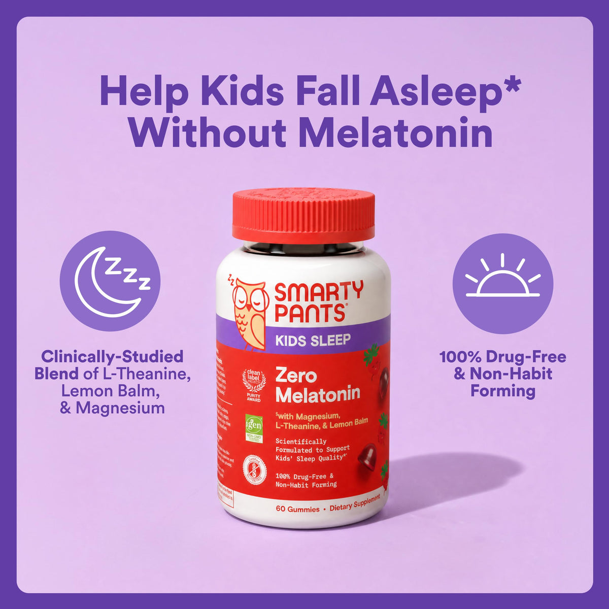 Bouteille de SmartyPants Gummies pour Enfants Sommeil avec étiquette