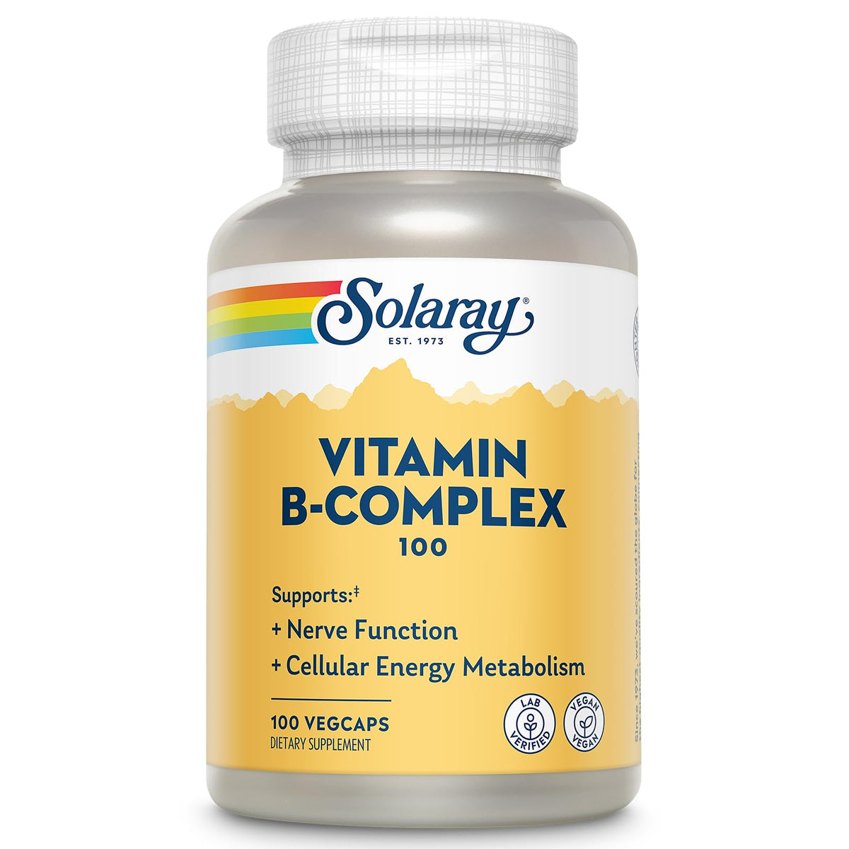 Bouteille de SOLARAY Complexe de Vitamines B 100 mg vue de face