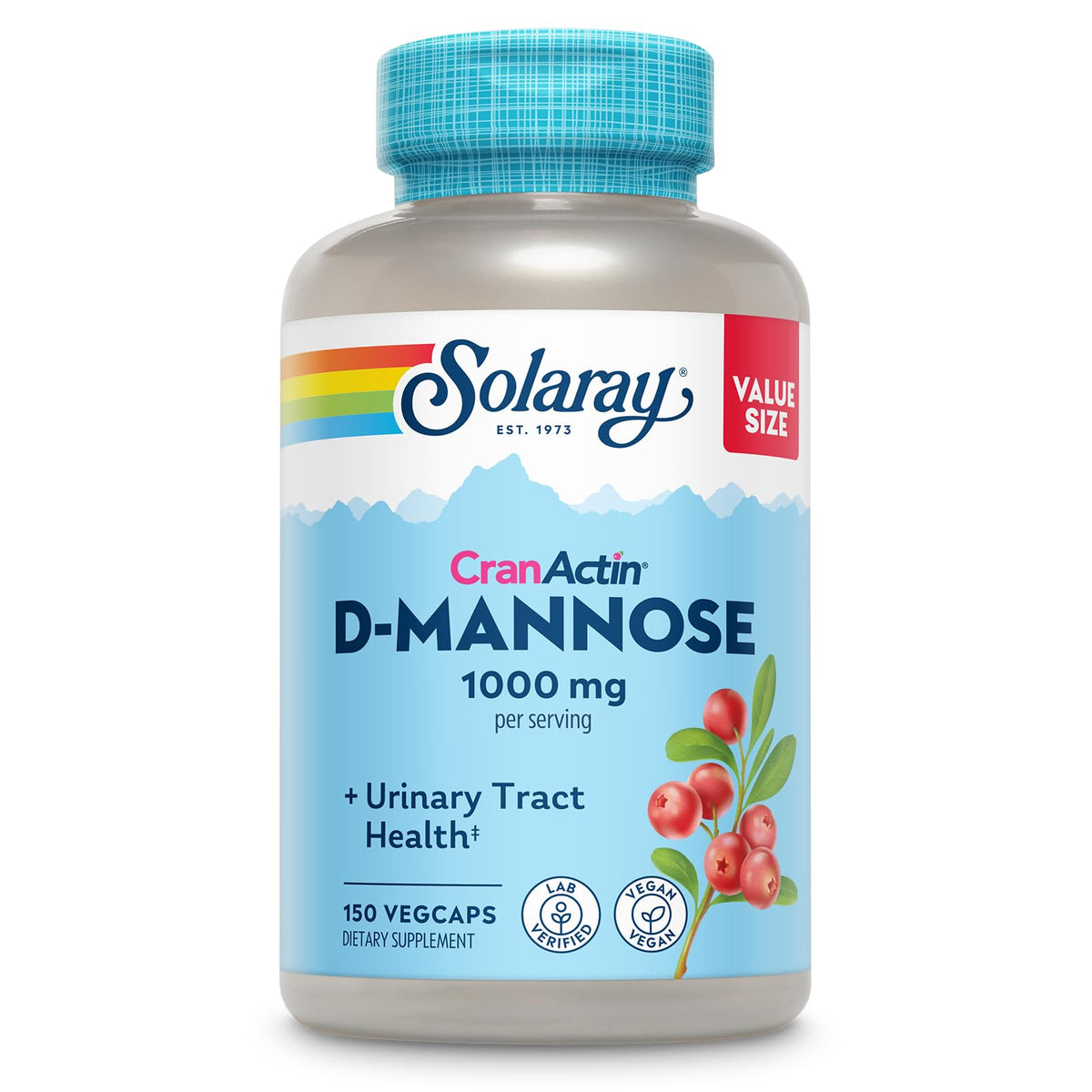 Bouteille de SOLARAY D-Mannose 150 VegCaps vue de face