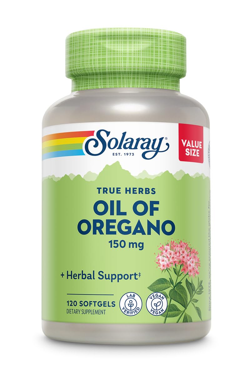 Bouteille de SOLARAY Huile d'Origan 150 mg, 120 gélules végétales