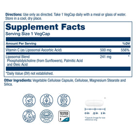 Bouteille de SOLARAY Liposomal Vitamine C 500 mg 100 VegCaps