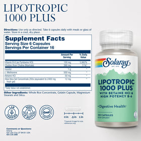 Bouteille de SOLARAY Lipotropic 1000 Plus avec capsules