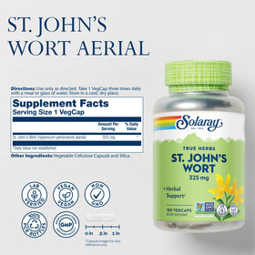 Bouteille de SOLARAY Millepertuis 325 mg avec étiquette