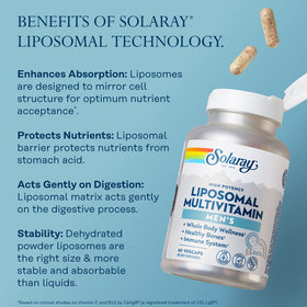 Bouteille de SOLARAY Multivitamines Liposomales avec étiquette visible