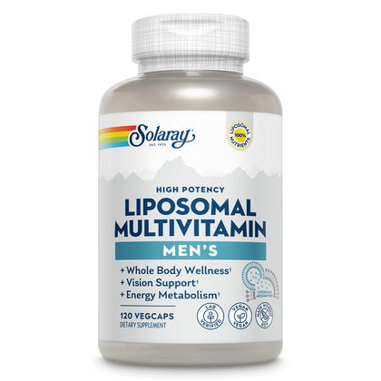 Bouteille de SOLARAY Multivitamines Liposomales Hommes 120 VegCaps vue de face