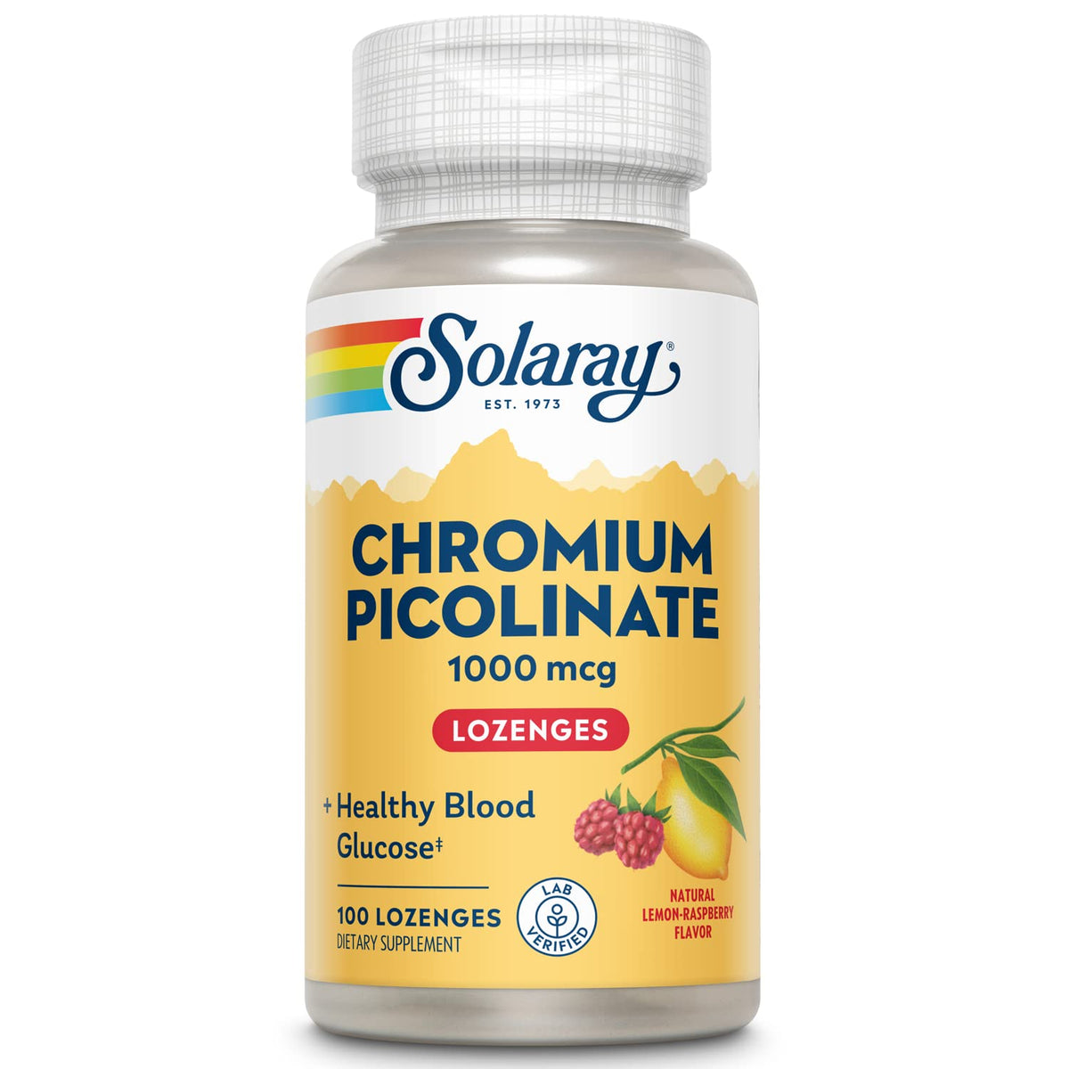 Bouteille de SOLARAY Picolinate de Chrome avec 100 lozenges