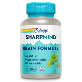 Bouteille de SOLARAY SharpMind Formule de Soutien Cérébral 60 VegCaps vue de face