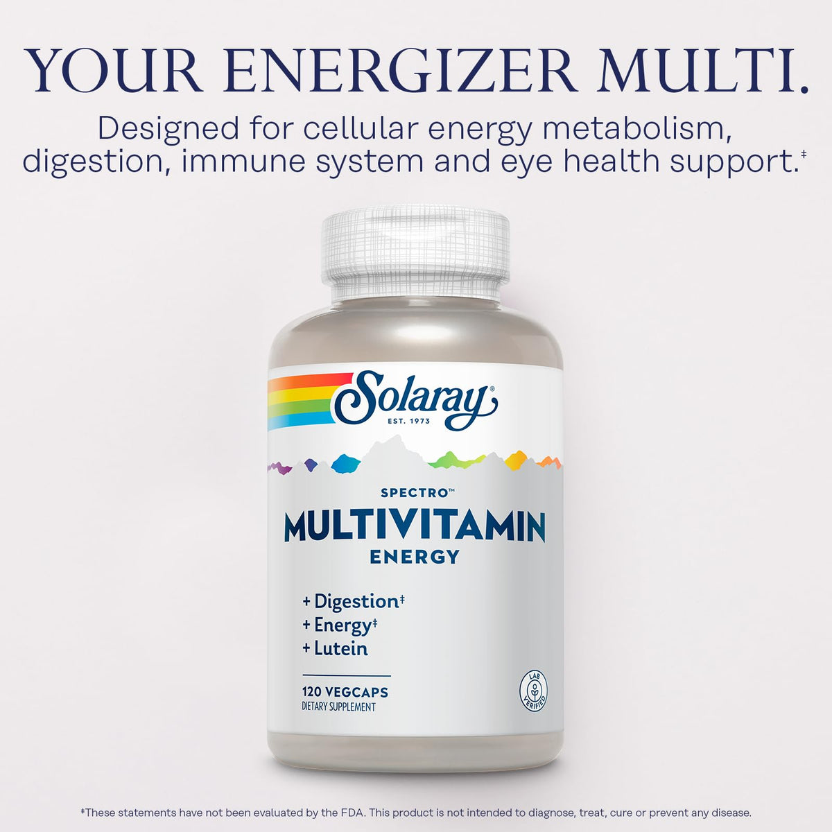 Bouteille de SOLARAY Spectro Energy Multivitamin avec étiquette visible