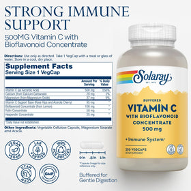 Bouteille de SOLARAY Vitamine C 500 mg avec étiquette