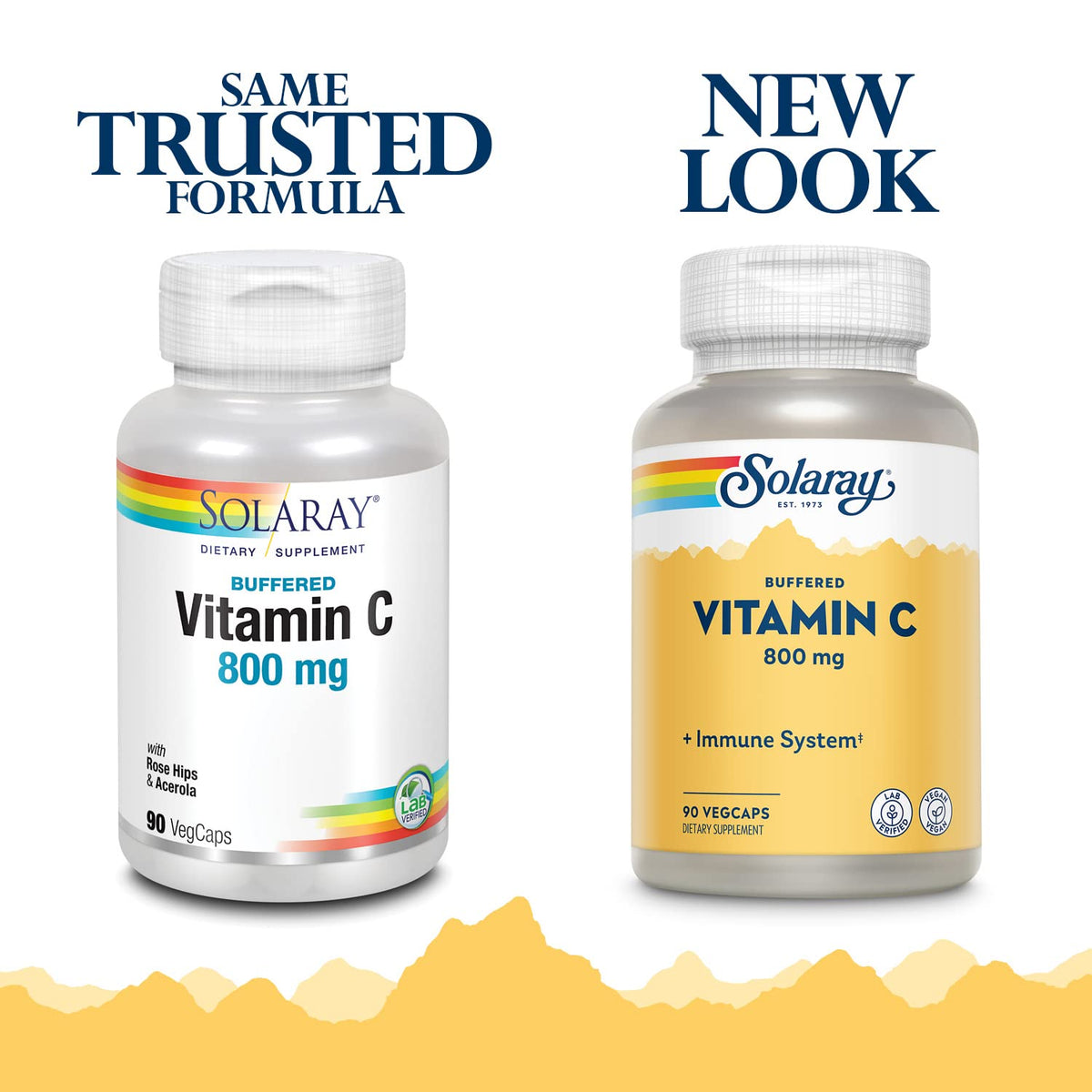 Bouteille de SOLARAY Vitamine C 800mg vue de côté