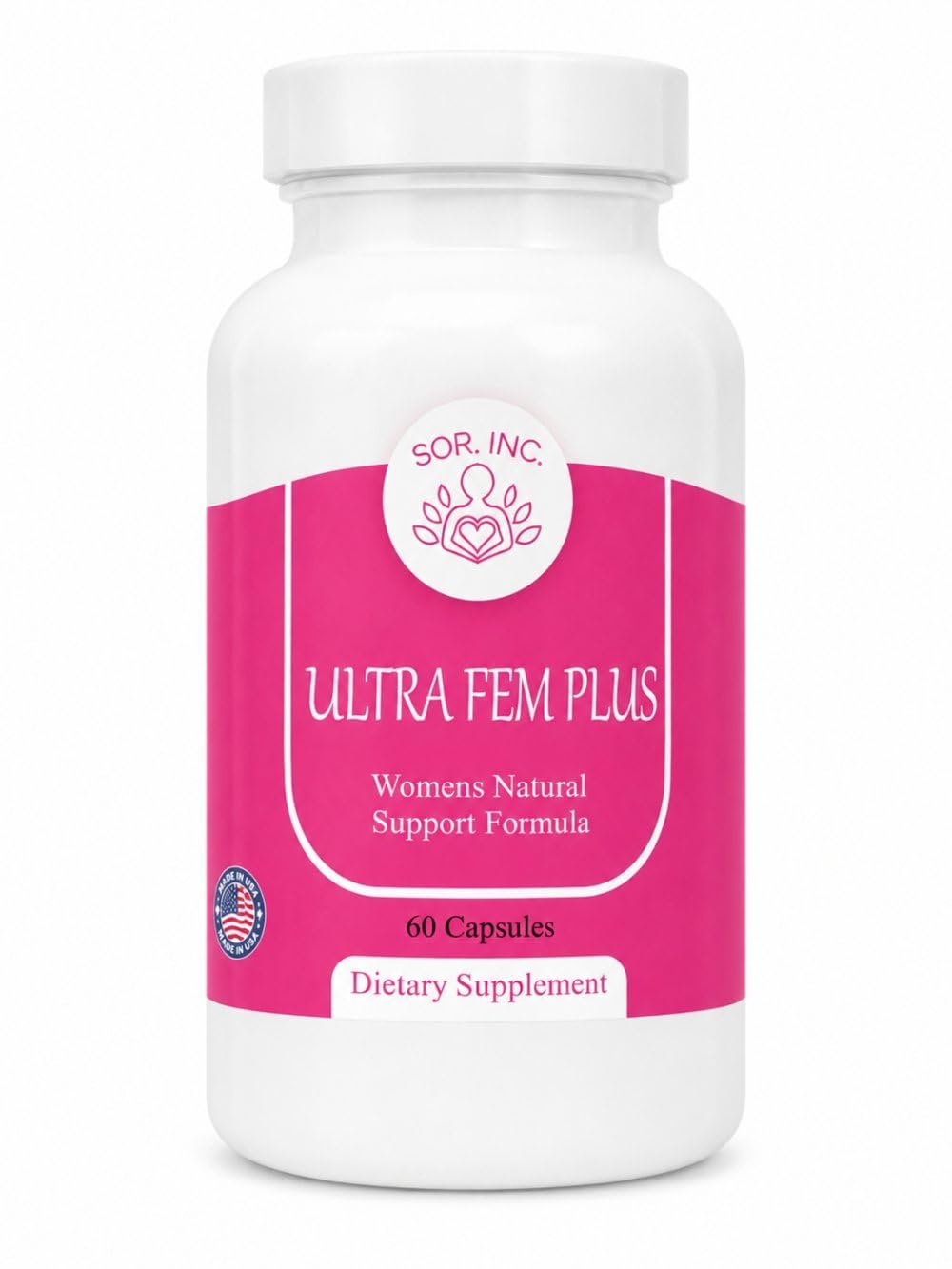 Bouteille de SOR, Inc. Ultra Fem Plus 60 capsules vue de face