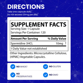 Bouteille de spermidine Chemist Labs avec dosage sur l'étiquette