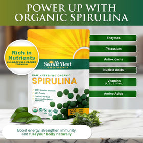 Bouteille de spiruline 500 tablettes vue de côté