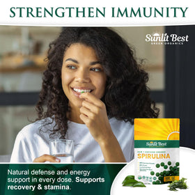 Bouteille de spiruline avec label USDA Organic