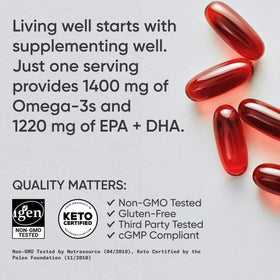 Bouteille de Sports Research Omega-3 avec gélules à côté
