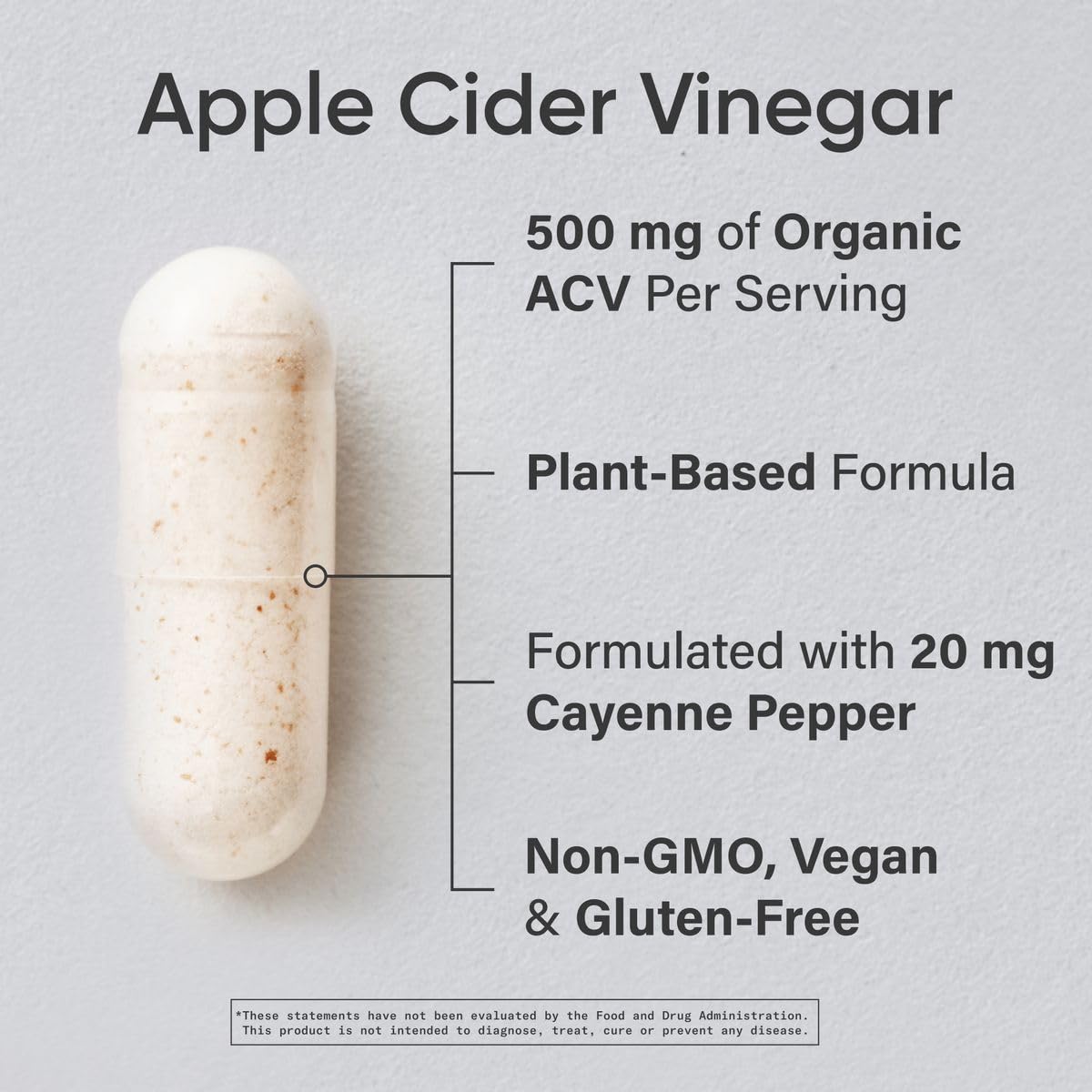 Bouteille de Sports Research Vinaigre de Pomme 500mg + Piment de Cayenne avec étiquette