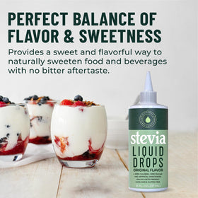 Bouteille de stevia liquide NatriSweet sur une table de cuisine