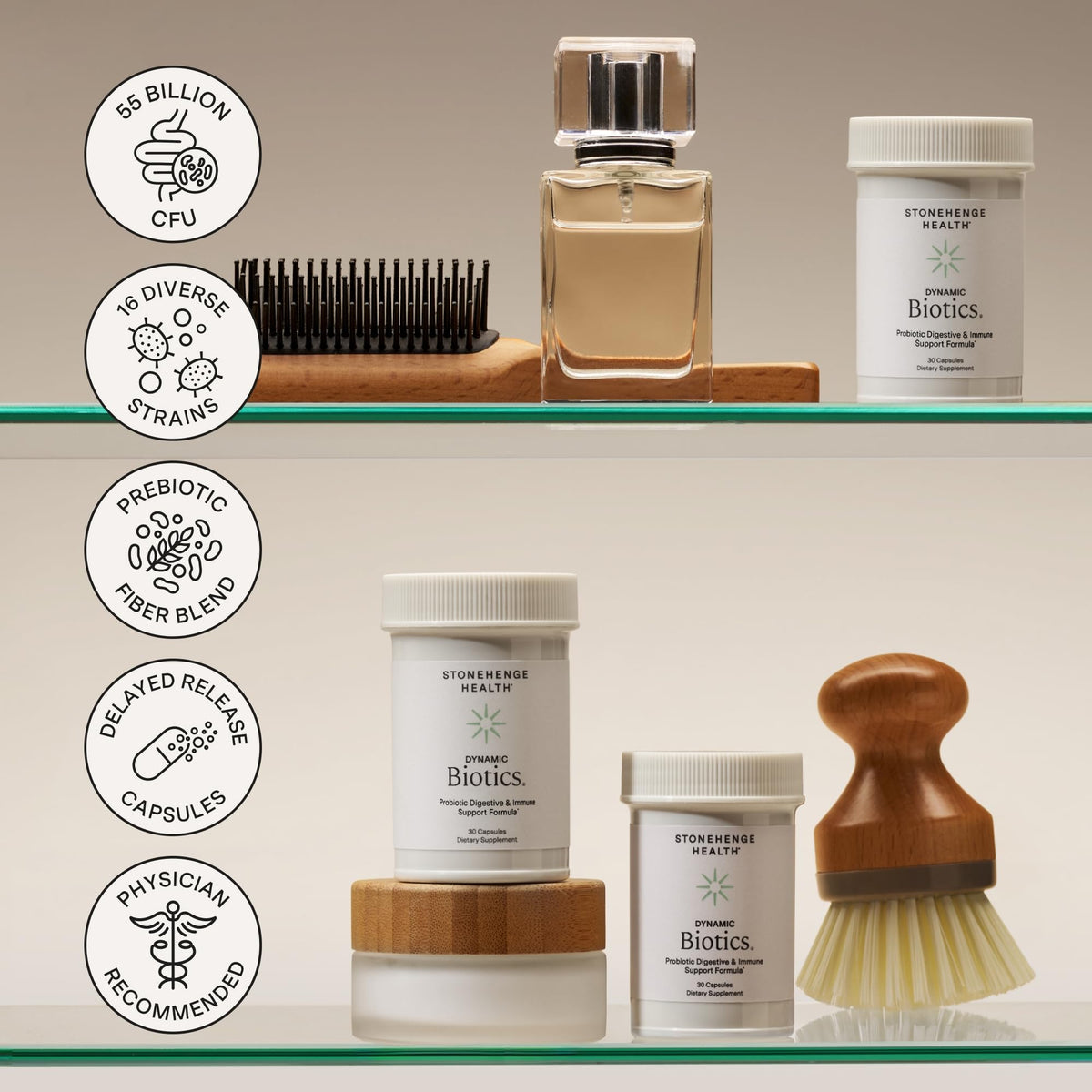 Bouteille de Stonehenge Health Dynamic Biotics sur fond blanc