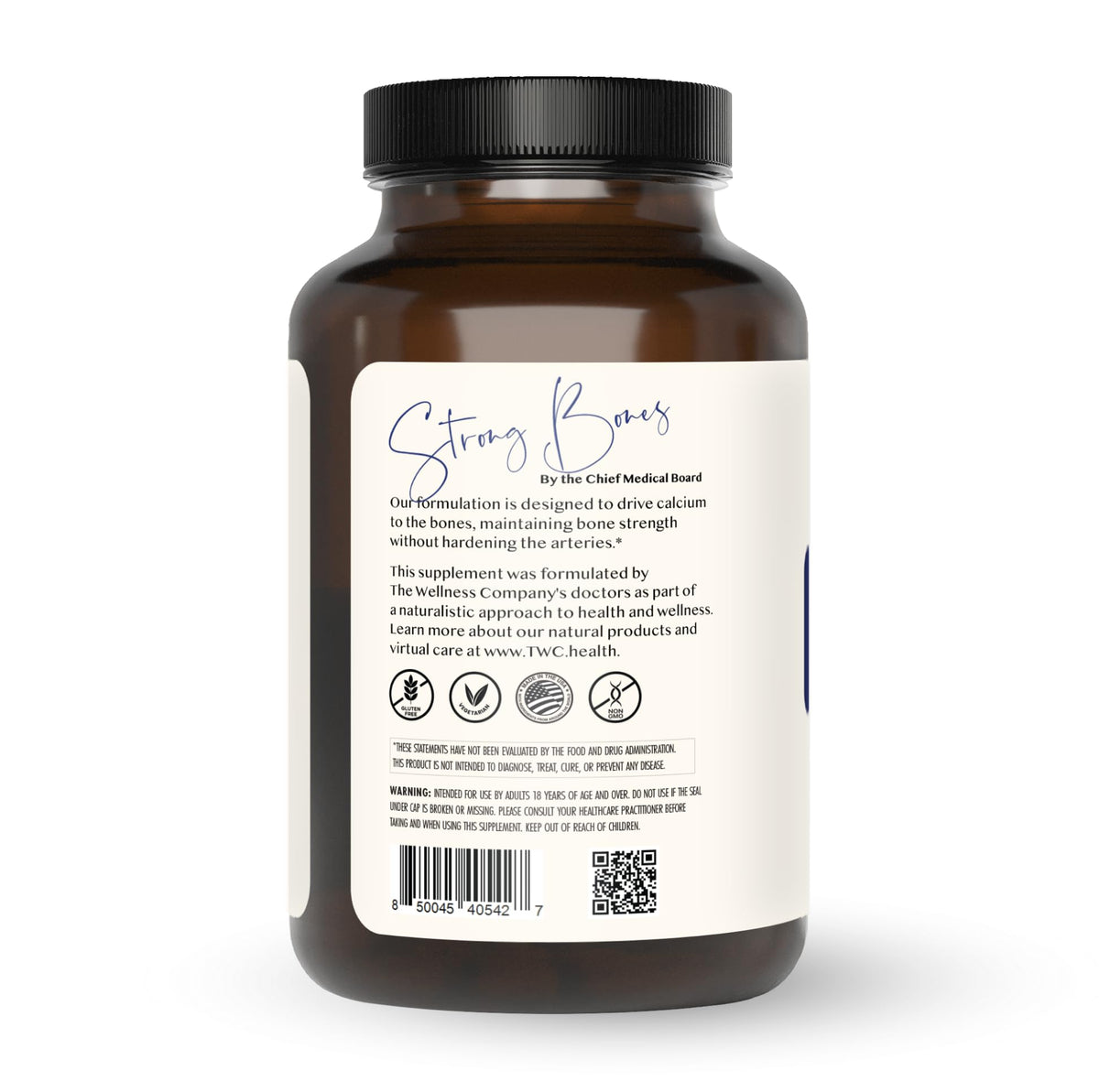Bouteille de Strong Bones avec capsules visibles
